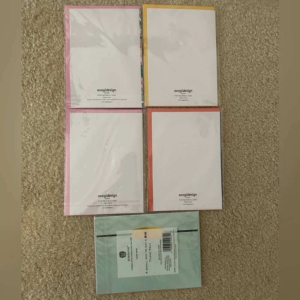 New 5 of Magidesign 3D Thank You Cards with envelopes.